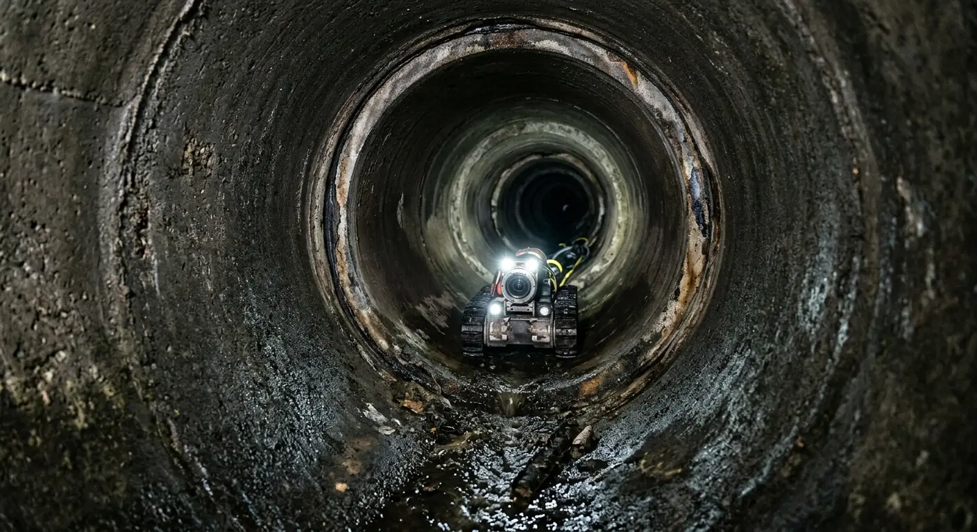 Robotic sewer camera inspecting pipe interior for Sewer Line Cleaning in Marysville